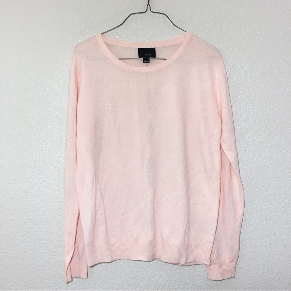 Lumiere light pink open back large soft sweater